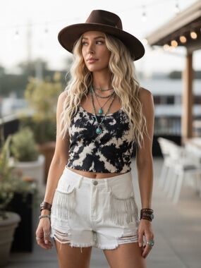 Animari Tie-Dye Ribbed Crop Top #99